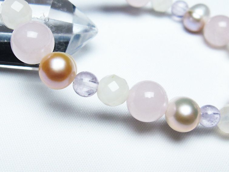 真珠 パール ミックスビーズ ブレスレット 6mm [T491-1422] 3枚目