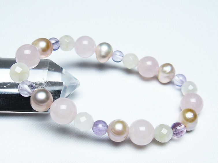 真珠 パール ミックスビーズ ブレスレット 6mm [T491-1426] 1枚目