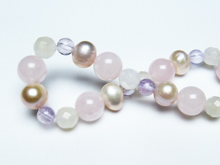 真珠 パール ミックスビーズ ブレスレット 6mm [T491-1426] 2枚目