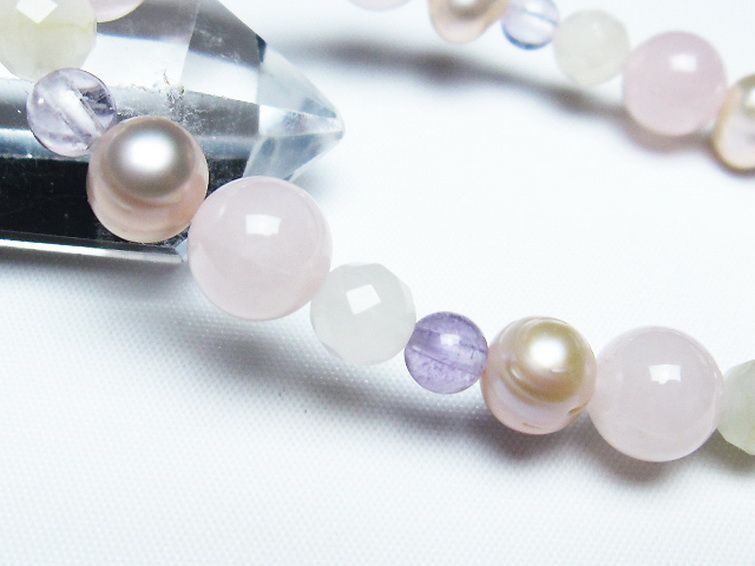 真珠 パール ミックスビーズ ブレスレット 6mm [T491-1426] 3枚目