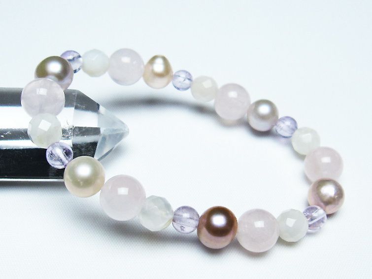 真珠 パール ミックスビーズ ブレスレット 6mm [T491-1428] 1枚目