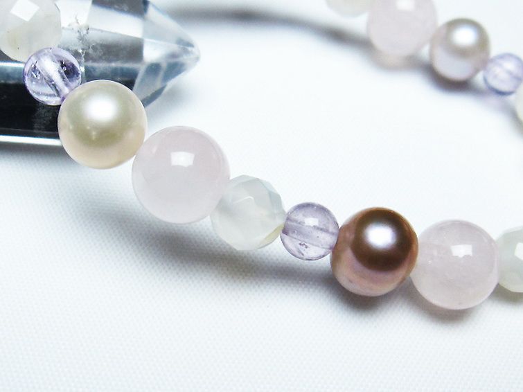 真珠 パール ミックスビーズ ブレスレット 6mm [T491-1428] 3枚目