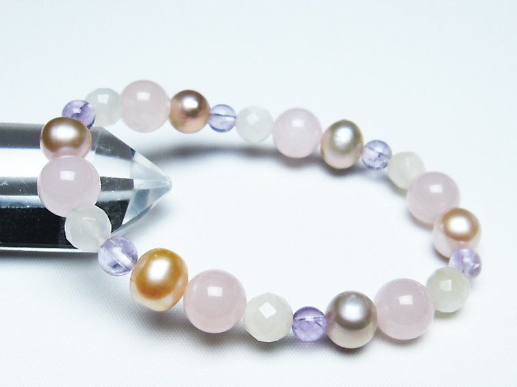 真珠 パール ミックスビーズ ブレスレット 6mm [T491-1430] 1枚目