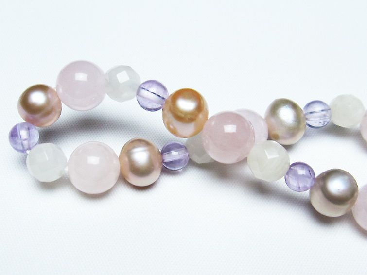 真珠 パール ミックスビーズ ブレスレット 6mm [T491-1430] 2枚目