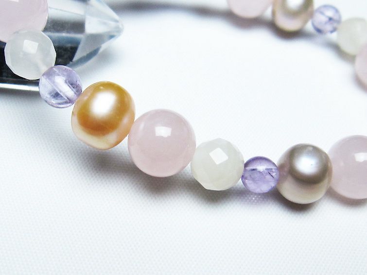 真珠 パール ミックスビーズ ブレスレット 6mm [T491-1430] 3枚目