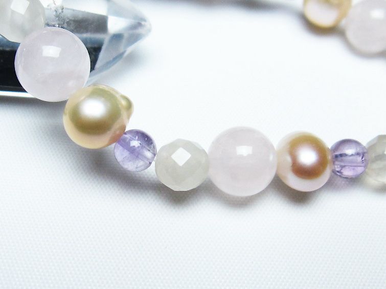 真珠 パール ミックスビーズ ブレスレット 6mm [T491-1435] 3枚目