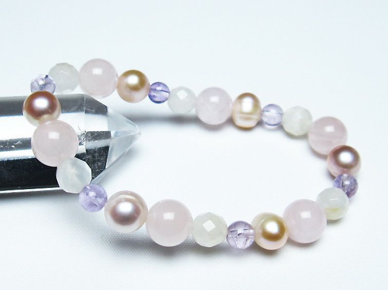 真珠 パール ミックスビーズ ブレスレット 6mm [T491-1439] 1枚目