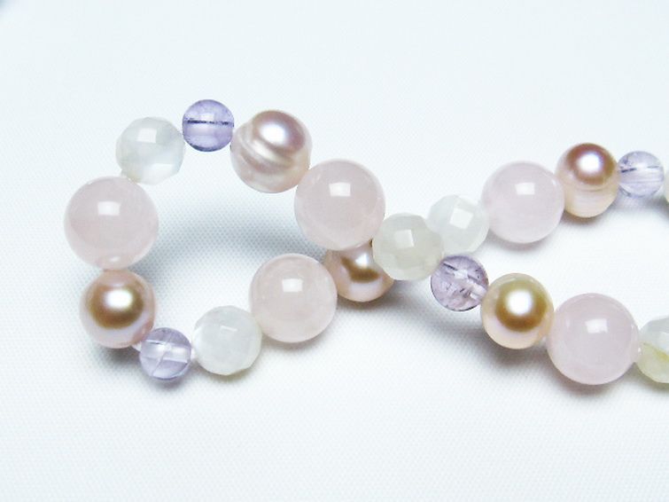 真珠 パール ミックスビーズ ブレスレット 6mm [T491-1439] 2枚目