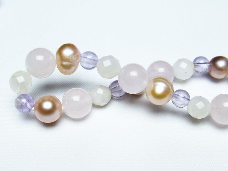 真珠 パール ミックスビーズ ブレスレット 6mm [T491-1444] 2枚目
