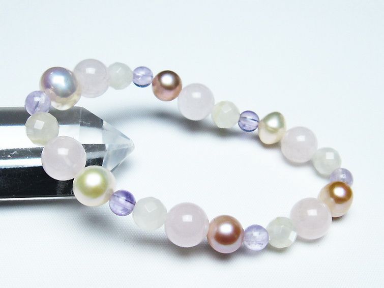 真珠 パール ミックスビーズ ブレスレット 6mm [T491-1445] 1枚目