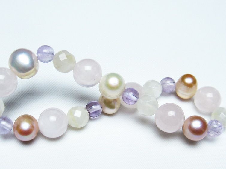 真珠 パール ミックスビーズ ブレスレット 6mm [T491-1445] 2枚目