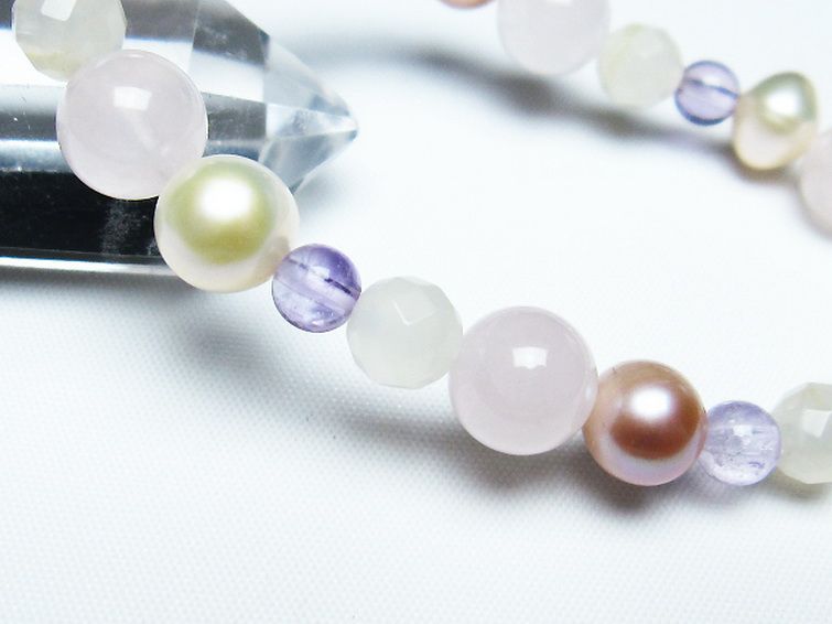 真珠 パール ミックスビーズ ブレスレット 6mm [T491-1445] 3枚目