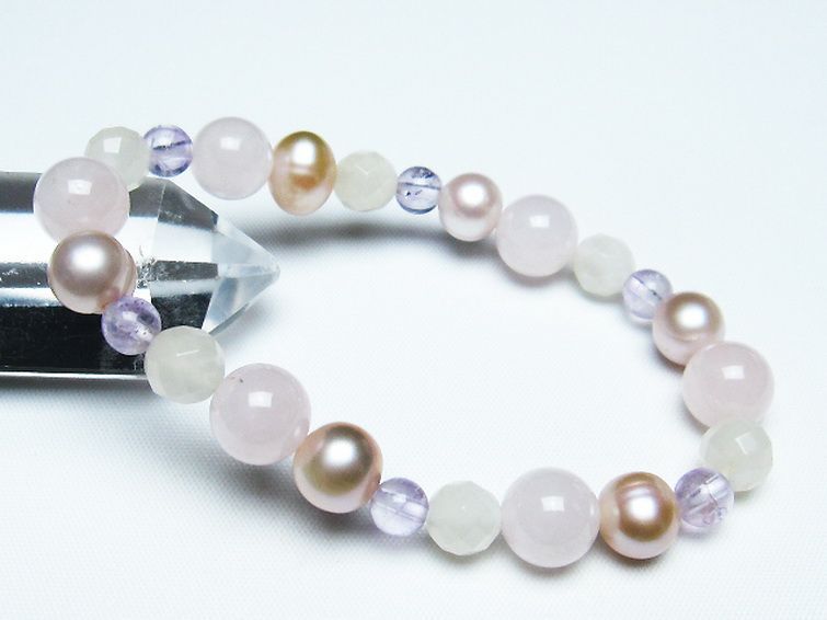 真珠 パール ミックスビーズ ブレスレット 6mm [T491-1450] 1枚目