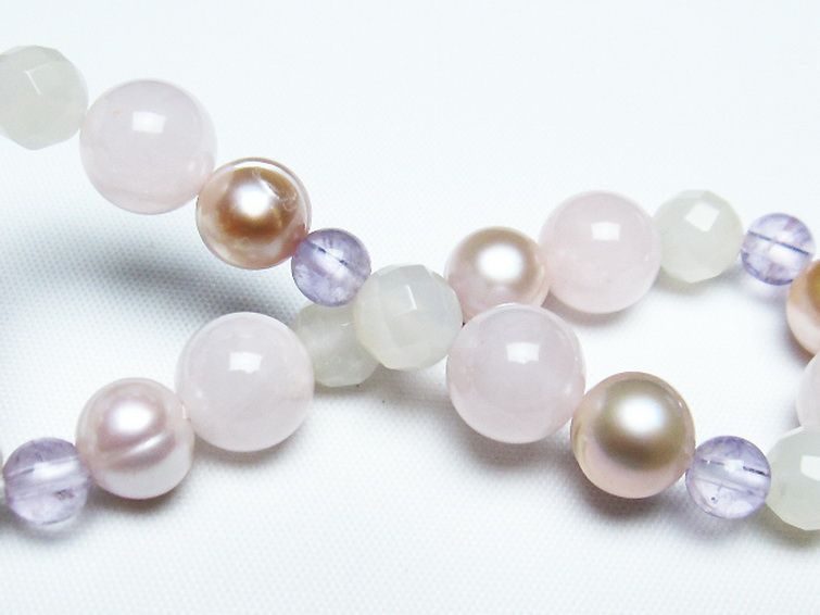 真珠 パール ミックスビーズ ブレスレット 6mm [T491-1450] 2枚目