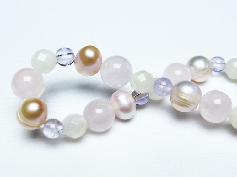 真珠 パール ミックスビーズ ブレスレット 6mm [T491-1451] 2枚目
