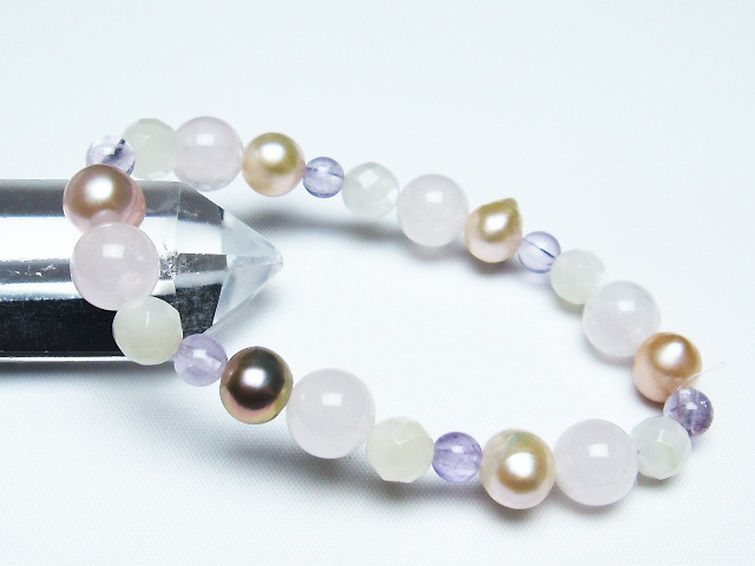真珠 パール ミックスビーズ ブレスレット 6mm [T491-1456] 1枚目