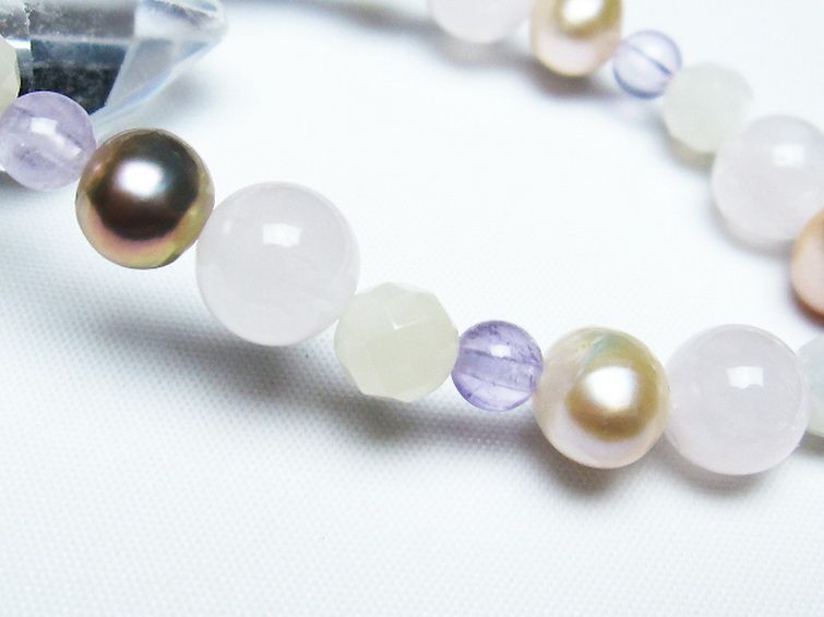 真珠 パール ミックスビーズ ブレスレット 6mm [T491-1456] 3枚目