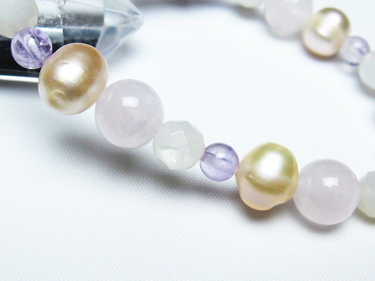 真珠 パール ミックスビーズ ブレスレット 6mm [T491-1459] 3枚目