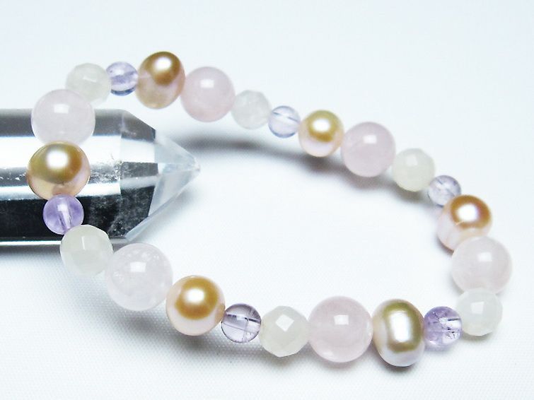 真珠 パール ミックスビーズ ブレスレット 6mm [T491-1460] 1枚目