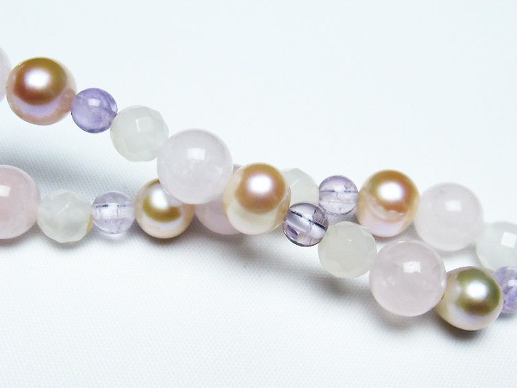 真珠 パール ミックスビーズ ブレスレット 6mm [T491-1460] 2枚目