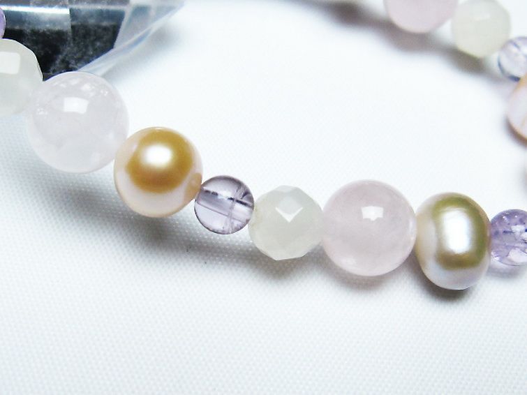 真珠 パール ミックスビーズ ブレスレット 6mm [T491-1460] 3枚目