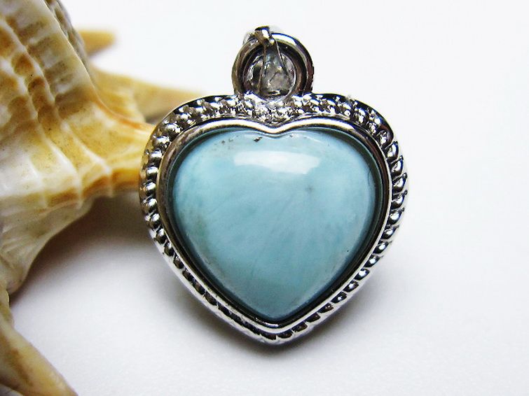 ラリマーハート ペンダント [T495-3817] 1枚目