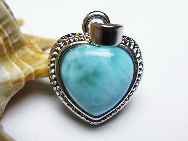 ラリマーハート ペンダント [T495-3843] 1枚目