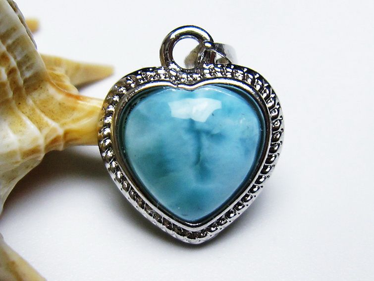 ラリマーハート ペンダント [T495-3893] 1枚目