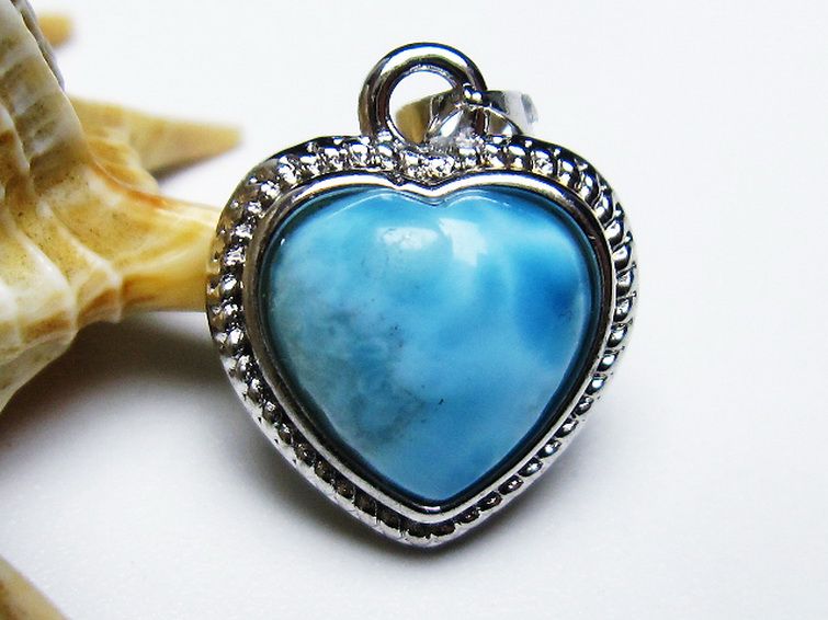 ラリマーハート ペンダント [T495-3904] 1枚目