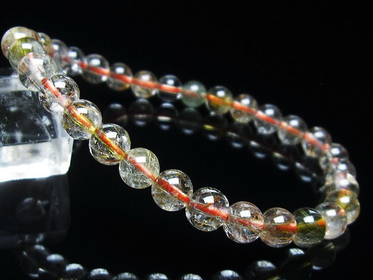 金針ルチル水晶 ブレスレット 6mm [t5-21545] 1枚目