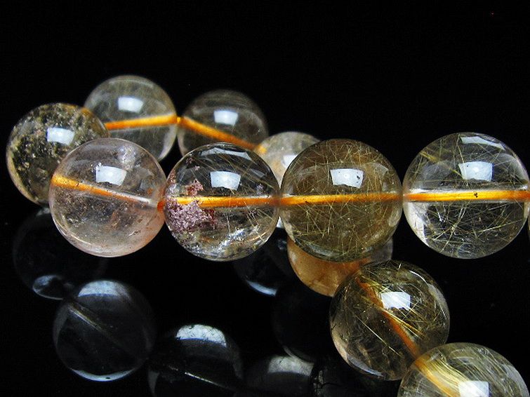 金針ルチル水晶 ブレスレット 15mm [t5-22058] 2枚目