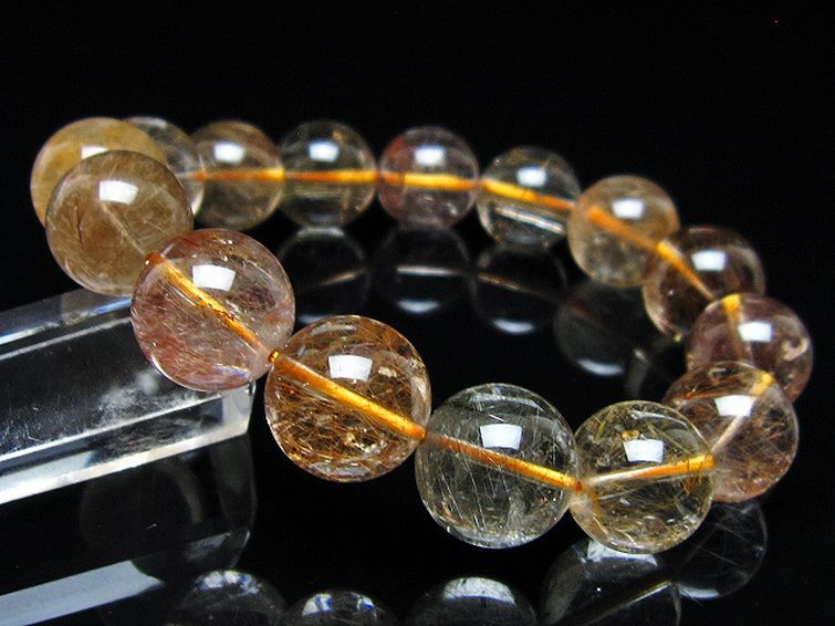 金針ルチル水晶 ブレスレット 14mm [t5-22108] 1枚目