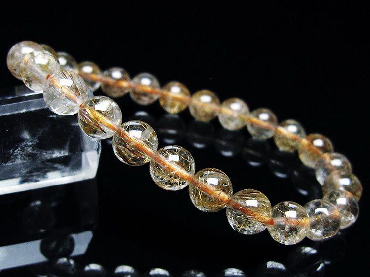金針ルチル水晶 ブレスレット 7mm [t50-10144] 1枚目