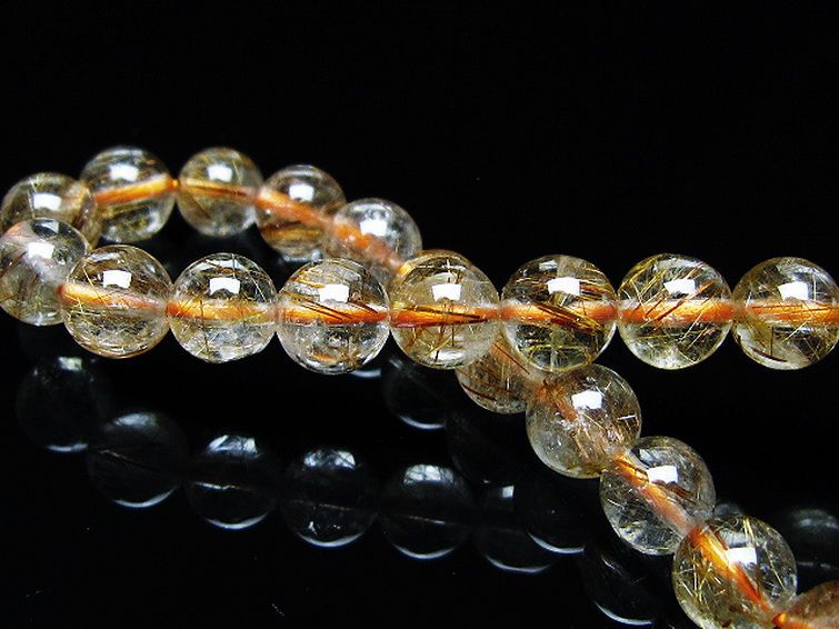 金針ルチル水晶 ブレスレット 7mm [t50-10144] 2枚目