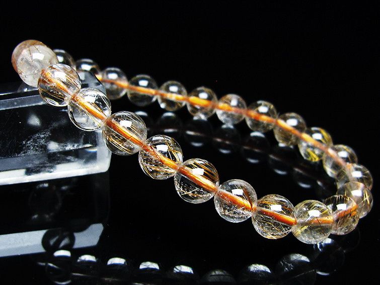 金針ルチル水晶 ブレスレット 7mm [T50-10146] 1枚目