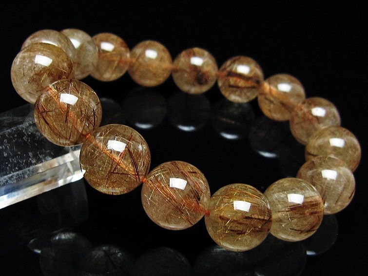 金針ルチル水晶 ブレスレット 14mm [t50-10668] 1枚目
