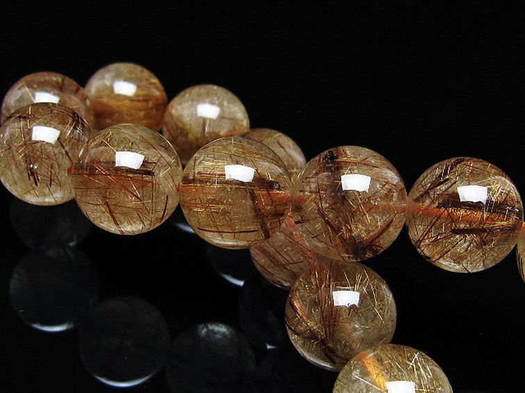 金針ルチル水晶 ブレスレット 14mm [t50-10668] 2枚目