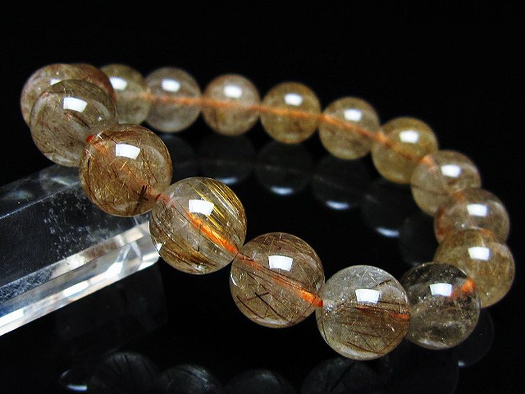 金針ルチル水晶 ブレスレット 13mm [t50-10677] 1枚目