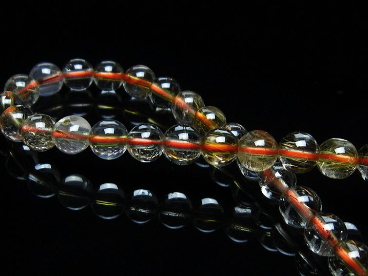 金針ルチル水晶 ブレスレット 6mm [t50-8667] 2枚目