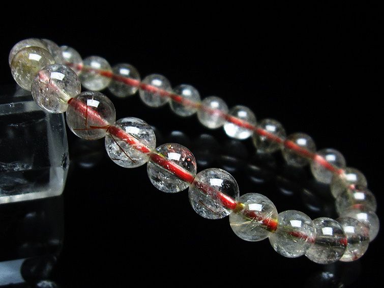 金針ルチル水晶 ブレスレット 7mm [t50-8967] 1枚目