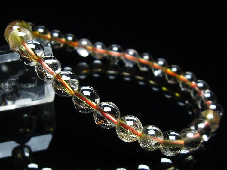 金針ルチル水晶 ブレスレット 7mm [t50-9060] 1枚目