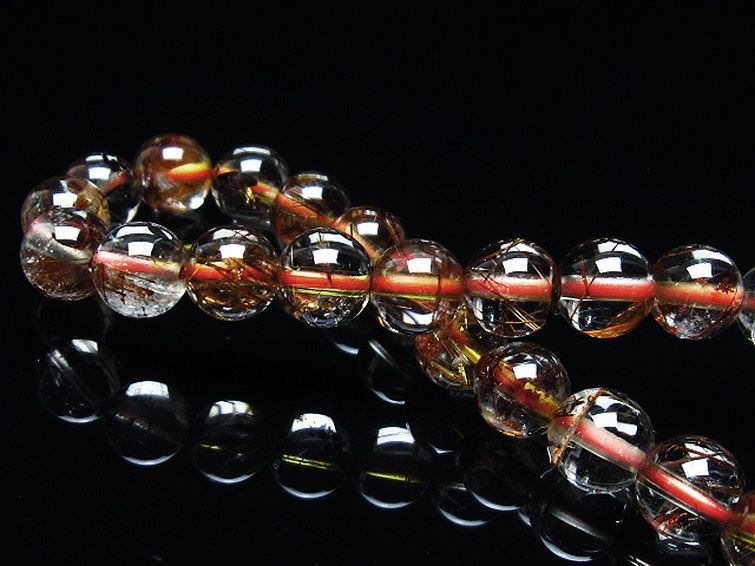 金針ルチル水晶 ブレスレット 7mm [T50-9156] 2枚目