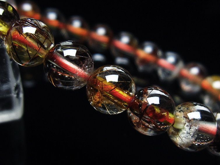 金針ルチル水晶 ブレスレット 7mm [T50-9156] 3枚目