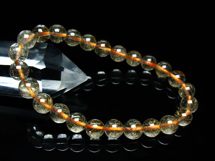 金針ルチル水晶 ブレスレット 7mm [t50-9463] 1枚目