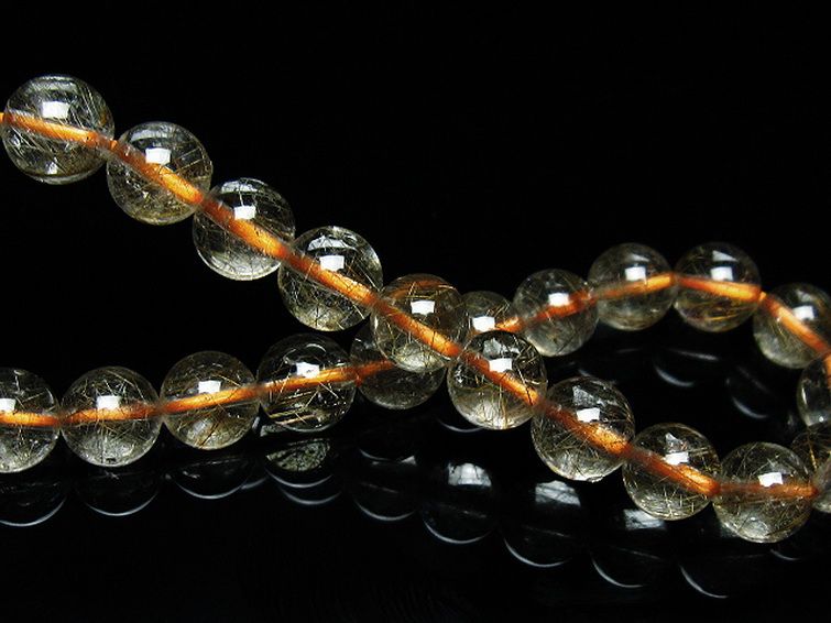 金針ルチル水晶 ブレスレット 7mm [t50-9463] 2枚目