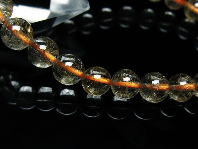 金針ルチル水晶 ブレスレット 7mm [t50-9463] 3枚目