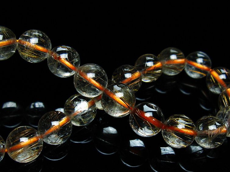 金針ルチル水晶 ブレスレット 8mm [T50-9542] 2枚目