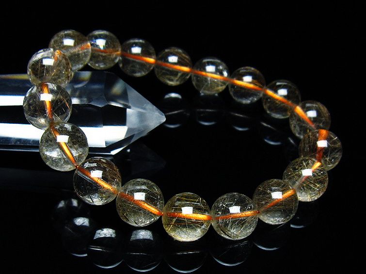 金針ルチル水晶 ブレスレット 11mm [t50-9554] 1枚目