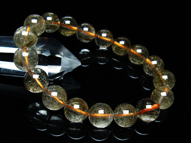 金針ルチル水晶 ブレスレット 11mm [T50-9558] 1枚目