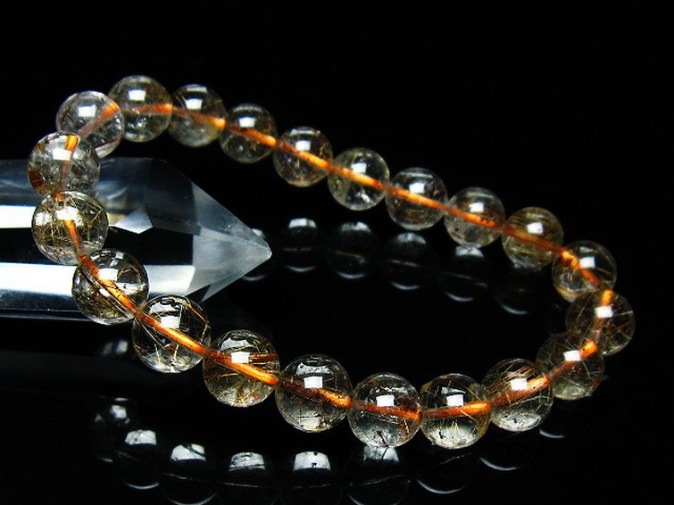 ガーデン水晶 ルチル入り  ブレスレット 9mm [T50-9628] 1枚目